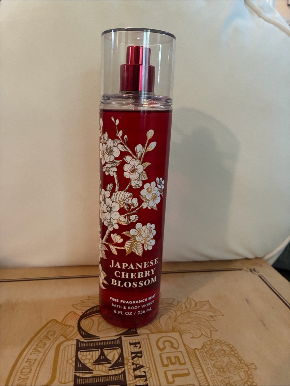 Bath & Body Works Japanese Cherry Blossom Mist - Red with White Floral Accents